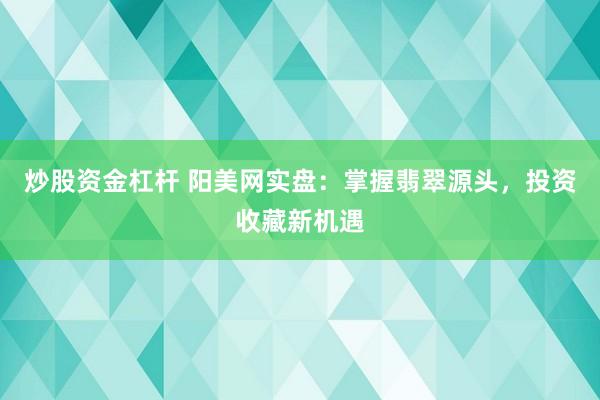 炒股资金杠杆 阳美网实盘：掌握翡翠源头，投资收藏新机遇