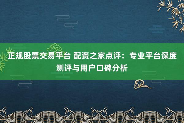 正规股票交易平台 配资之家点评：专业平台深度测评与用户口碑分析