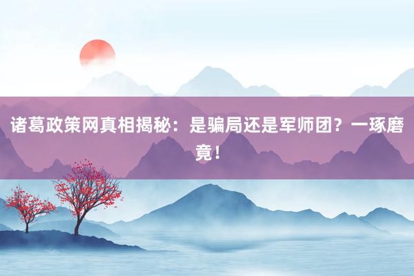 诸葛政策网真相揭秘：是骗局还是军师团？一琢磨竟！