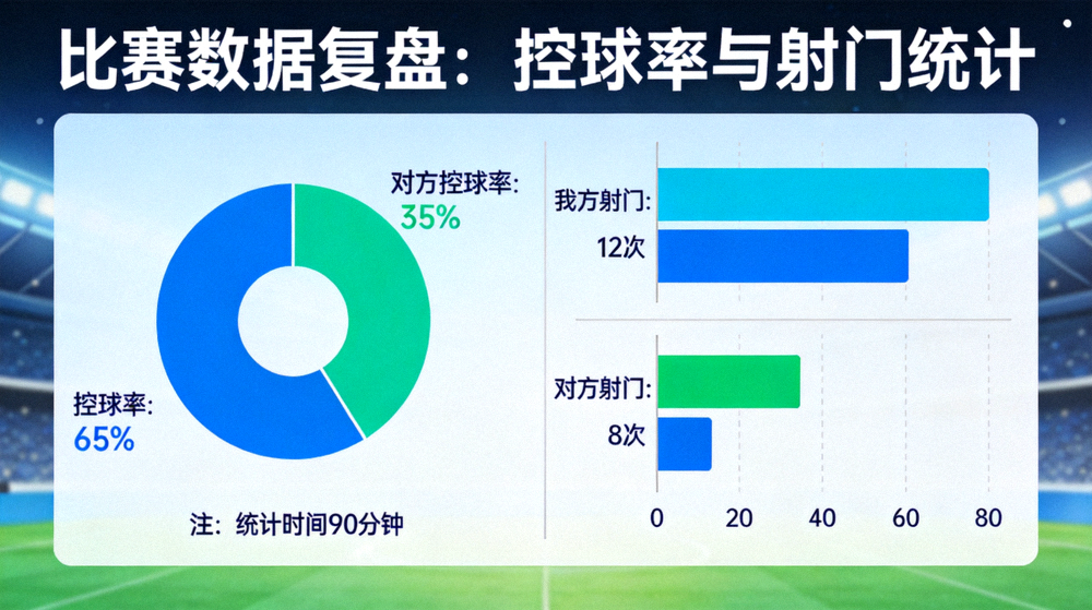 比赛数据复盘中的控球率与射门统计图表
